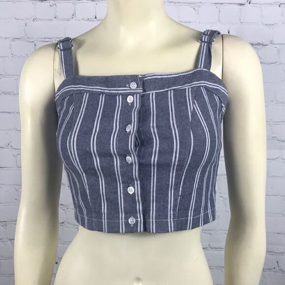Brandy Melville Sz S/XS Button Halter top Blue EUC - Picture 1 of 4